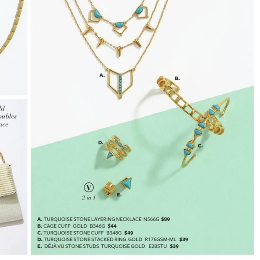 Stella & Dot | Dainty Gold Bracelet Turquoise+Gold Delicate Cuff - Picture 5 of 7